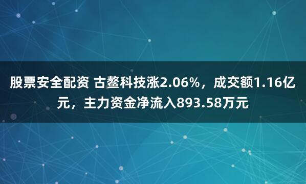 股票安全配资 古鳌科技涨2.06%，成交额1.16亿元，主力资金净流入893.58万元